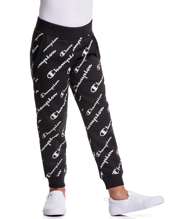 Champion Joggingbroek Meisjes - Zwart - Fleece Allover Logo ( 380725-TRW )